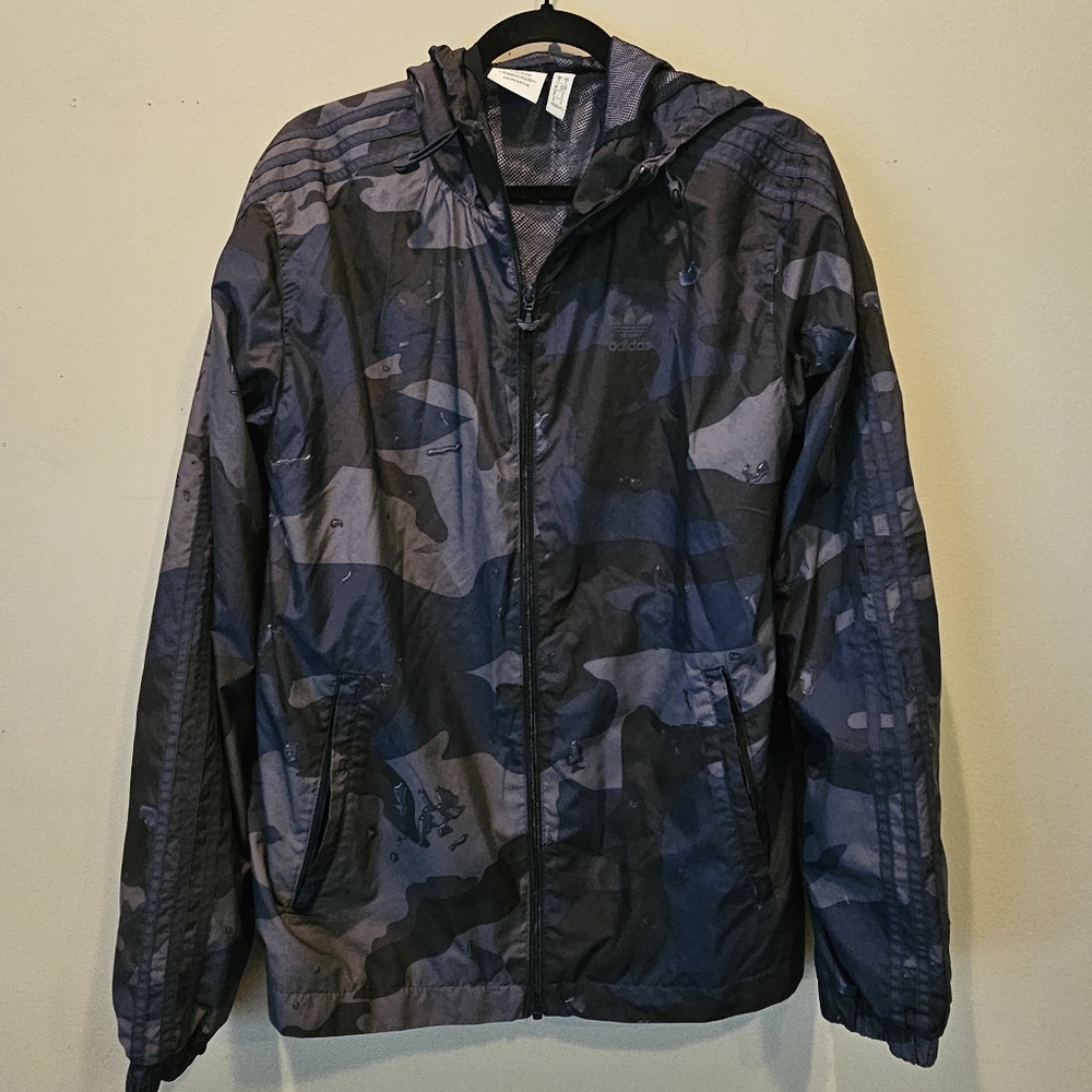 adidas Men's Gray Camouflage Windbreaker